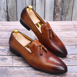 Men Premium Handmade Genuine Leather <strong>Croc</strong> Embossed Tassels Slip-On <strong>Loafers</strong> Hand-Painted Colors All-Day Comfort Autumn Wedding - Product Image 2