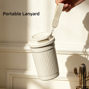 Tasse à café isotherme en acier inoxydable de 400 ml avec cordon, design simple et droit, pour voiture, extérieur, bureau, boissons chaudes et froides - Product Image 2