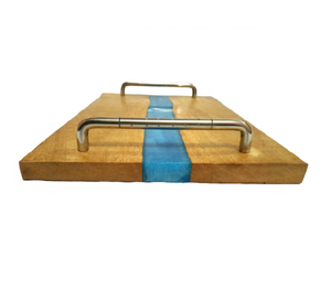 Bandeja de Servicio de Resina Epoxi y Madera de Mango con Diseño Exclusivo y Asa de Metal, Resina Azul, 35x23x1 CM, para Hoteles y Restaurantes - Product Image 3