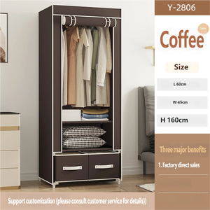 Armoire à double ouverture avec tiroirs, étagère suspendue, portable, en tissu, <span class=keywords><strong>pour</strong></span> dortoir, appartement en location, montage facile, rangement - Product Image 6