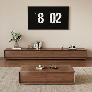 Table basse console TV tout-en-un 2025, unité murale fine pour les maisons modernes et compactes, style minimaliste et rangement intelligent - Product Image 1