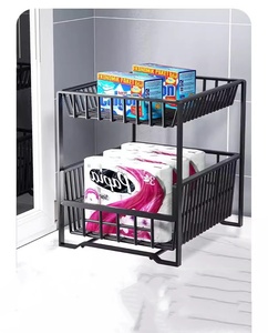 Kitchen Cart Under-sink Storage <b>Rack</b> Kitchen Cabinets Dishware <b>Plate</b> Storage Pull-out Spice <b>Rack</b> Modern Metal Design Adjustable - Product Image 6