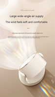 Petit ventilateur électrique portable USB rechargeable à tête oscillante 3D, vent puissant, avec lumière d'appoint pour la maison, le streaming en direct, le camping