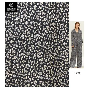 High quality 100% polyester spandex simple design small flower dress material girl's clothing fabric printing woven textile