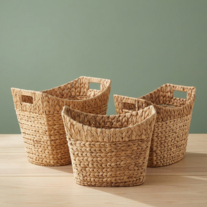 Modern Classic Round Eco-Friendly Water Hyacinth <b>Wicker</b> Multifunction Storage <b>Basket</b> for Kitchen Sundries Everyday Use Vietnam - Product Image 3