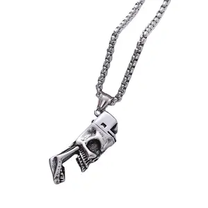 Creative Personality Skull Shape Bottle Opener Hip Hop Titanium Steel Men's Pendant Necklace