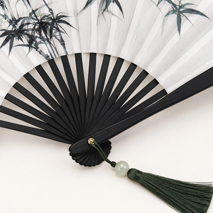 Abanico Plegable de 8 Pulgadas con Diseños de Orquídea, Dragón, Caballo, Grulla y Panda; Estilo Antiguo de la Ropa Tradicional China Han; Tendencia Nacional - Product Image 6