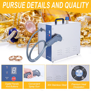 Máquina de Limpieza a Vapor de Alta Presión de 3L, <span class=keywords><strong>Limpiador</strong></span> de <span class=keywords><strong>Joyas</strong></span> de Acero Inoxidable Dorado y Plateado con Pistola de Vapor de Mano - Product Image 3