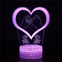 Lampes à illusion 3D personnalisées Décoration intérieure Love Christmas Led Lights Valentine Lampe en acrylique