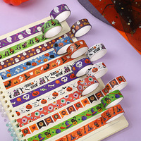 Lot de 12 rouleaux de ruban Washi style Citrouille et Fantôme d'Halloween, motifs imprimés pour les amateurs de journal intime et la décoration de carnets de fête