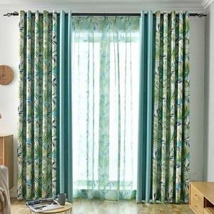 <span class=keywords><strong>Tissu</strong></span> de rideau occultant <span class=keywords><strong>vert</strong></span> en <span class=keywords><strong>lin</strong></span> de style moderne avec imprimé triangulaire pour fenêtre de maison - Product Image 1