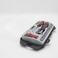 Jeu de clés à douille 34 pièces 1/4" 3/8", kit d'outils de réparation domestique, jeu d'adaptateurs de tournevis à cliquet, outils à main combinés pour la réparation