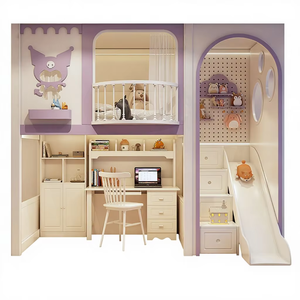 Letto <span class=keywords><strong>a</strong></span> <span class=keywords><strong>Soppalco</strong></span> in Legno Comodo con Scivolo e Scale con Vano Contenitore, Nuovo Design per Camere da Letto di Bambini, Scuole e Hotel - Product Image 3