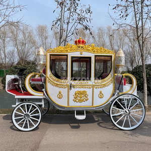 Voiture de parade royale électrique de luxe ZOWN, blanche et or, pour mariage, design classique artisanal - Product Image 1