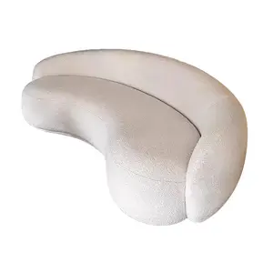 腰果小客厅沙发床布艺白色创意沙发羊绒中世纪半圆形不规则形状沙发