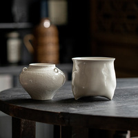 Bol à thé en céramique fait main, finition éclat de cendre de bois, texture martelée, large ouverture, capacité 500/700 ml, style chinois, pour rinçage et rejet de thé