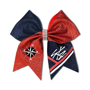 Fashion Sparkling Glitter Cheer Leading Hair Bow Glitter Grosgrain Ribbon Bows Hair Band Hair <b>Tie</b> for Girls and Women - Product Image 1