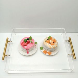 Khay trong suốt <span class=keywords><strong>Acrylic</strong></span> nóng <span class=keywords><strong>2025</strong></span> với tay cầm bằng vàng 8*12 12*14 khay dịch vụ đa kích thước tùy chỉnh - Product Image 2
