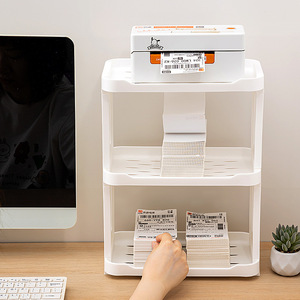 Organisateur de bureau multi-niveaux, étagère de bureau à 3 étages, support rectangulaire pour imprimante thermique, support pour bordereaux d'expédition - Product Image 2