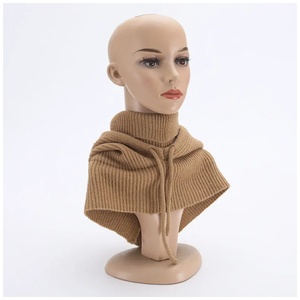 Bonnet en tricot avec cordon de serrage intégré, bonnet, écharpe et <span class=keywords><strong>masque</strong></span> facial tout-en-un pour femmes, bonnet en tricot pour la protection contre le froid - Product Image 2