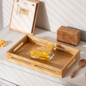 Japanese Style Bamboo Serving <b>Tray</b> With Handles For Breakfast Tea <b>Snacks</b> Home Use - Product Image 3