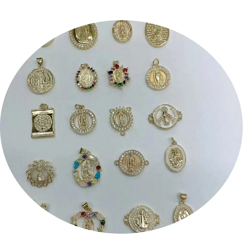 Grosir Perhiasan Religius Lapis Emas Asli Terbaik Liontin Liontin Mary Gelang Tangan Hamsa Jimat