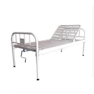 Lit médicalisé manuel 1980x900x550mm avec tête de lit en acier inoxydable et surface en acier thermolaqué pour usage hospitalier et chambre à coucher - Product Image 2