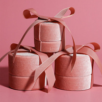 Boîte à bijoux en carton recyclable rose pour bagues et colliers 6*5.5cm, vente en gros
