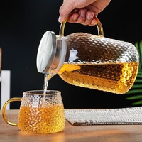 Lot de tasses à eau grande capacité en verre borosilicate haute résistance avec texture martelée, théière résistante à la chaleur pour eau froide – Vente en gros fabricant