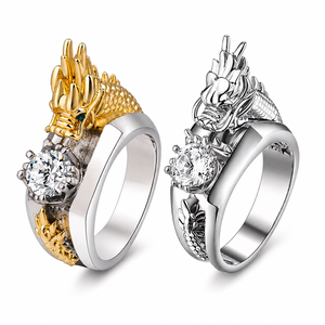 Anello a Tre Toni con Drago per Uomo, Gioiello Creativo e alla Moda - Product Image 1