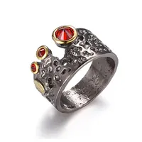 De circón rojo caliente venta anillo de nuevo diseño Retro de piedras preciosas estilo étnico para regalo