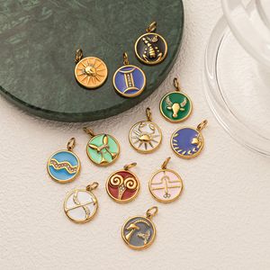 จี้เคลือบลายจักรราศี |   จี้สัญลักษณ์จักรราศีสแตนเลสสตีลชุบทอง 18K PVD สำหรับทำเครื่องประดับ DIY - Product Image 3