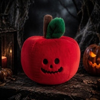 Porte-clés en peluche pomme d'Halloween - Matière coton, rembourrage en coton PP, personnalisable, taille 11-30 cm, unisexe, directement de l'usine