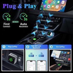 Adaptor Carplay nirkabel Mini 2 dalam 1, Adapter Carplay nirkabel Mini dan Draadloze Android Auto tipe c, kabel 2025 kecil USB untuk apple iphone mobil Ios 26 toyota - Product Image 4