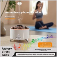 Diffuseur d'arômes en forme de flamme Alyster avec haut-parleur, brumisateur ultrasonique à bruit blanc, capacité 0,5 L, pour usage sur bureau