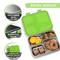 Aohea nouveau Boîte à lunch réutilisable en acier inoxydable 304 Conception à double verrouillage Boîte à lunch étanche pour enfants Boîte à bento isolée pour l'école