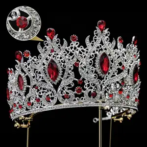 Diskon Besar Aksesori Kepala Pernikahan Mahkota Emas Berlian Imitasi Kristal Hijau Pengantin Wanita Mahkota Berlian Imitasi Ratu Tiara/