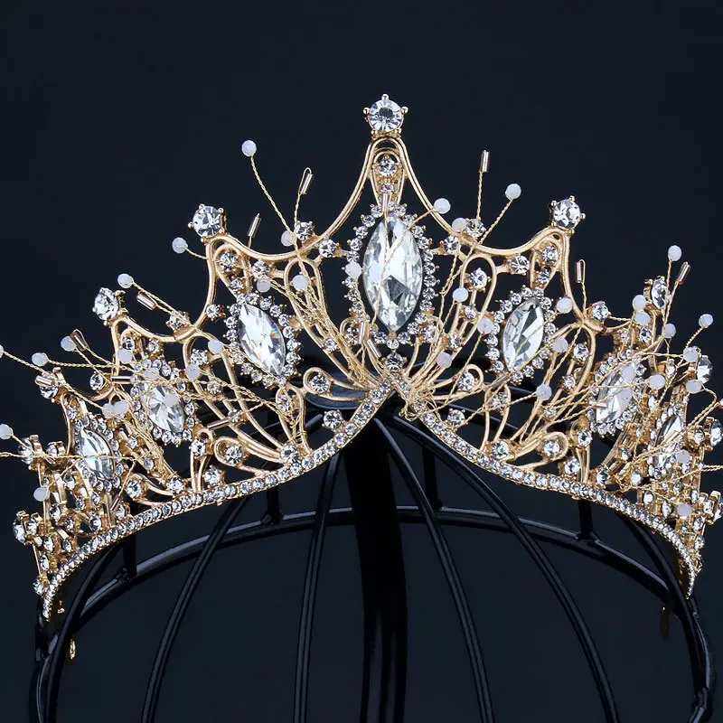 Hochwertige Mode Blume Stirnband Krone Kristall legierung Braut Hochzeit Accessoires Festzug Kronen Tiara