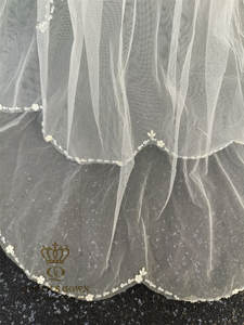 QUEENSGOWN élégant <span class=keywords><strong>voile</strong></span> de mariée perle <span class=keywords><strong>petite</strong></span> fleur avec <span class=keywords><strong>voile</strong></span> de mariée perle pour accessoire de robe de mariée - Product Image 3