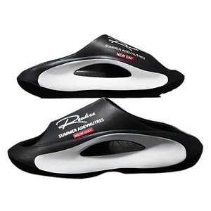 รองเท้าแตะลำลองแบบสวมเปิดนิ้วเท้า ดีไซน์สวย สีสันหลากหลาย สีดำ โลโก้สั่งทำได้ เหมาะสำหรับฤดูร้อน สำหรับผู้ชายและผู้หญิง - Product Image 6