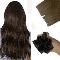 Extensions de cheveux humains vierges de luxe 100% naturels, cheveux européens, invisibles, à teinture unique/super double, trame en PU, qualité 9A-12A