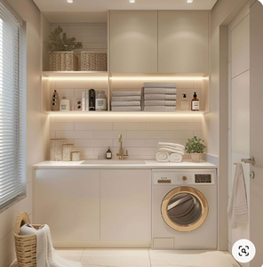 Muebles de Lavandería de Diseño Contemporáneo y Simple con Lavabo y Cesta - Product Image 3