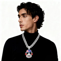 PD3165 chaîne de strass complète de style hip-hop européen et américain bijoux personnalisables pour hommes-pendentif tête d'animal nouvelle mode de rue