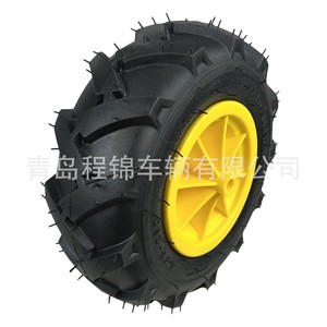 Cheng Jin Vehicles 3.50-4 Rubber Pneumatic <b>Wheel</b> Yellow <b>Plastic</b> Rim Herringbone Tread For Tool Carts And Electric Kids Vehicles - Product Image 4