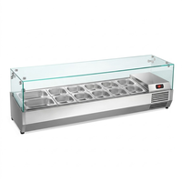 Réfrigérateur de préparation de salades en acier inoxydable pour comptoir, vitrine réfrigérée pour pizzas, station de préparation de sandwichs avec couvercle, buffet de restaurant