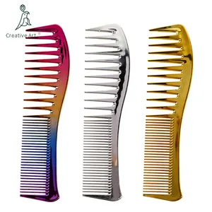 Hair Styling Comb Electroplating Gold Rainbow Barber Trimmer Comb Professional Hairdressing Salon Barbers Combs