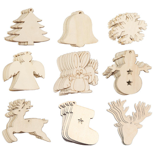 Décorations de Noël en bois de luxe, écologiques et durables, décorations suspendues pour l'arbre, ensemble de figurines de Noël, Père Noël, bonhomme de neige, ange, renne - Product Image 2