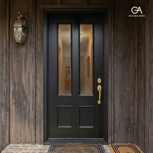 GA-05G 2026 Diseño moderno, puerta de madera maciza con núcleo de madera dura y cristal para villa - Product Image 1