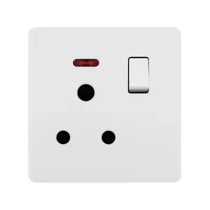 15A Wall Sockets UK Standard Modern White Large Panel 250V Electric Wall Switched Sockets For Home