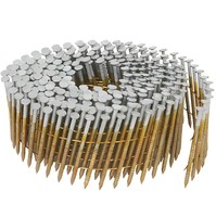 Clou en bobine collé à la filière, 15 degrés, 1 1/2 à 3 3/4, en acier au carbone zingué, à tige annulaire lisse, pour palettes, toiture et charpente